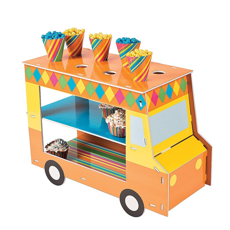 Fun Express Food Truck Cupcake Treat Stand - Food Truck Party Supplies (Includes Treat Cones) - VBS Vacation Bible School Supplies/Decor